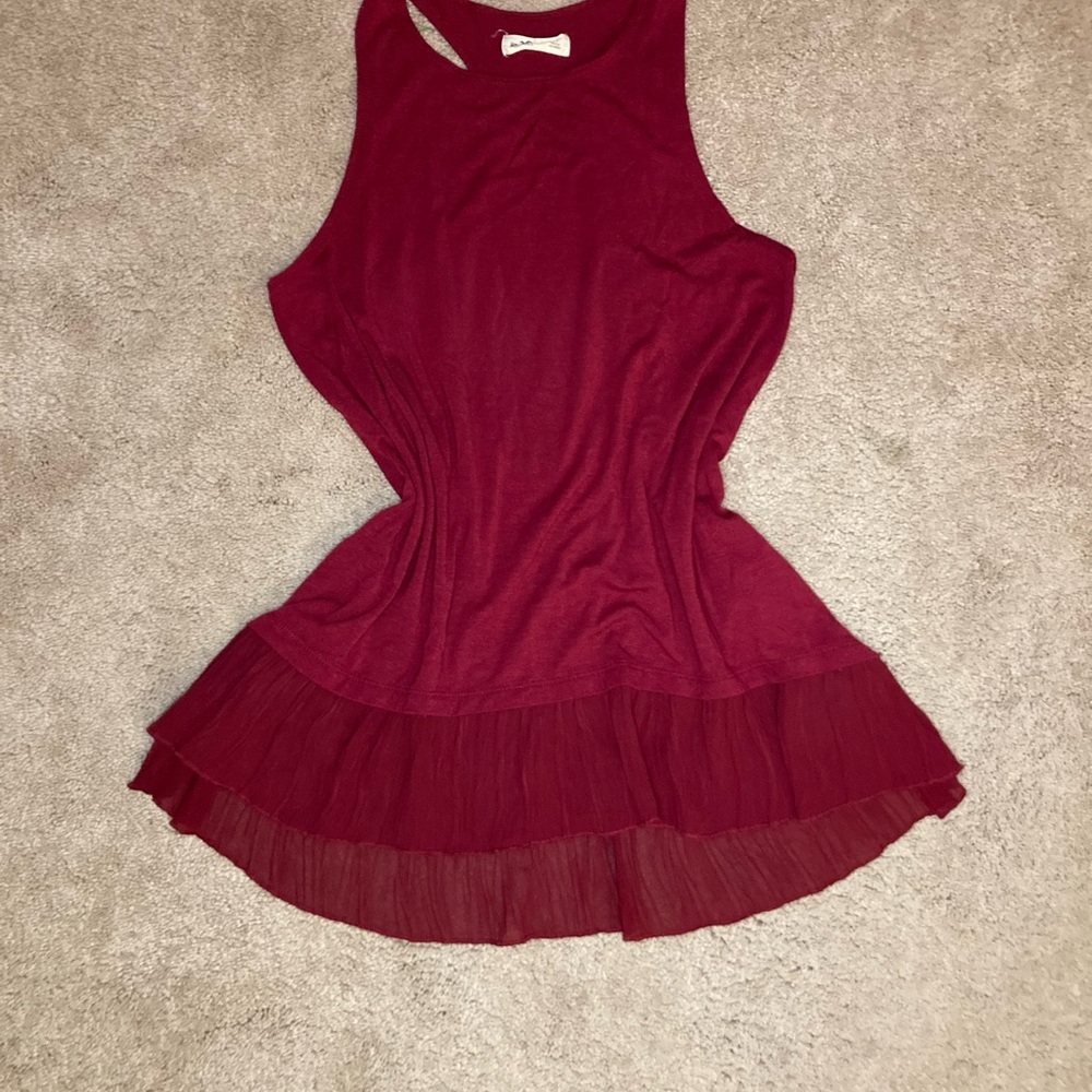 Red Racerback Hollister Tanktop with Pleated Hem